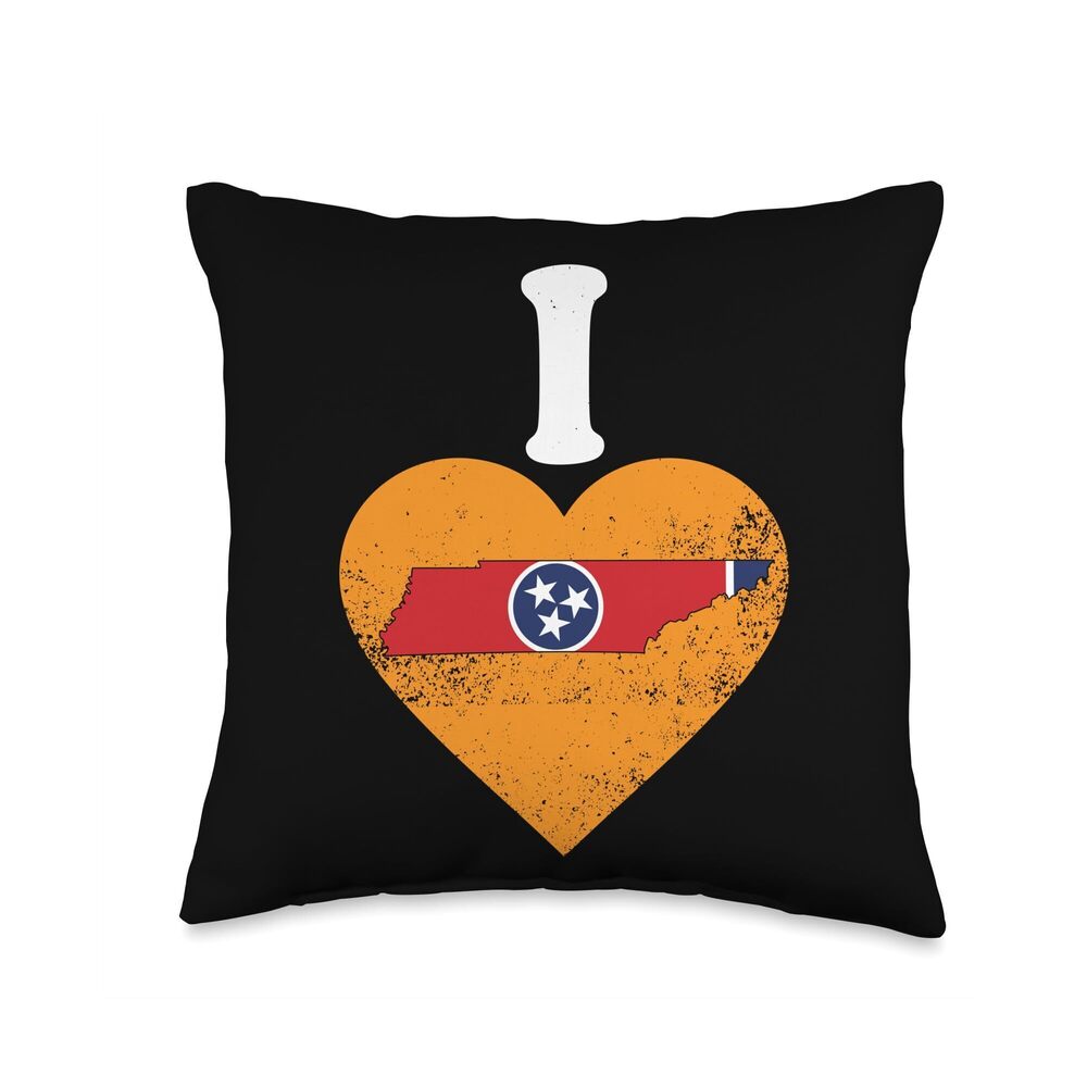 9771 State Kids Tennessee Orange Heart TN Throw Pillow, 16x16, Multicolor